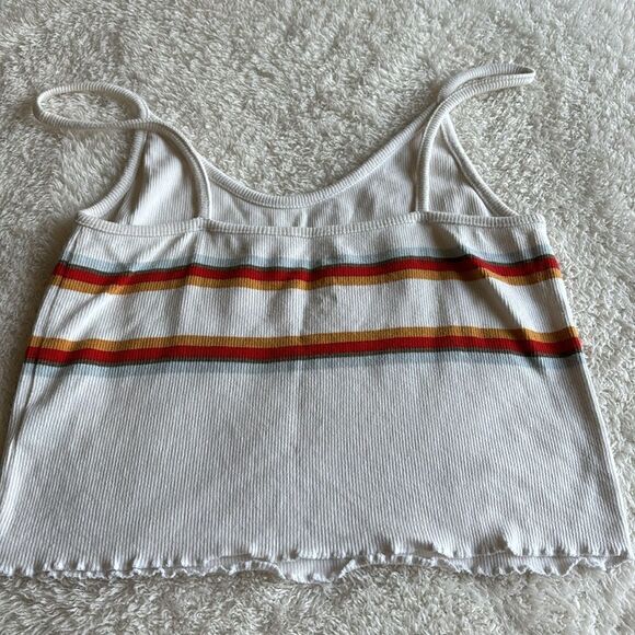Pacsun‎ white tank ribbed striped cropped top Size Medium baby tee - Picture 4 of 6